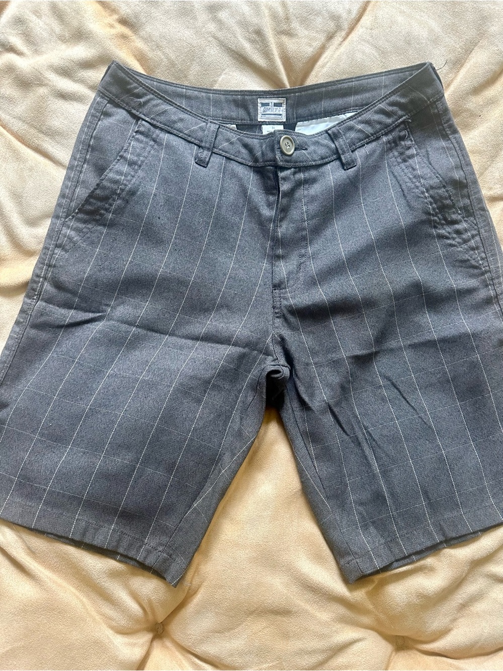 Quiksilver Gray Pinstripe Flat-Front Shorts
